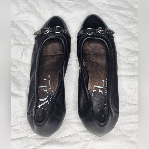 🩷AGL Attilio Giusti Leombruni Women’s Black Leather Ballet Flats - Size 38.5💜 - Picture 3 of 11